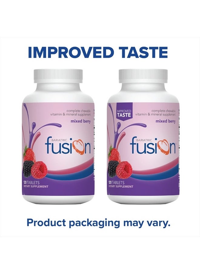 Bariatric Fusion - Mixed Berry Complete Chewable Bariatric Multivitamin with Iron | Post Bariatric Vitamins for Gastric Bypass and Sleeve | Gluten, Dairy and Soy Free | 120 Tablets | 1 Month - Image 1