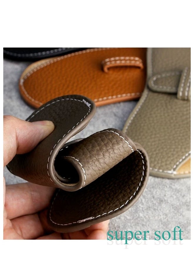 Portable Eyeglass Case Portable Glasses Bag Creative Glasses Box Anti-Stress Sun Glasses Storage Bag Men & Women Myopia Glasses Protective Cover, Ultra-Fine Leather Soft & Protective (green) - Image 4