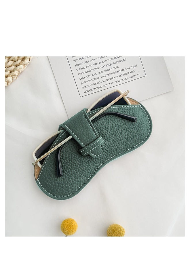 Portable Eyeglass Case Portable Glasses Bag Creative Glasses Box Anti-Stress Sun Glasses Storage Bag Men & Women Myopia Glasses Protective Cover, Ultra-Fine Leather Soft & Protective (green) - Image 2