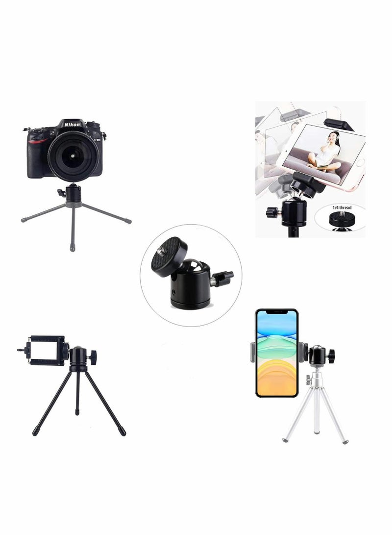 SYOSI Mini Ball Head Screw Tripod Mount, Universal 1/4", Swivel 360 Degree Rotating Mount Base Adapter, for DSLR Cameras Tripods Monopods Camcorder Light Stand (2 Pack) - Image 3