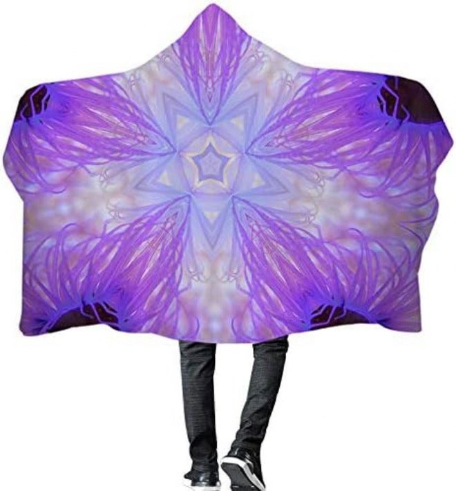 Fresh Winter Plush Wearable Cloak Double-Layer Bath Children Adult Throw Printed Hooded Blanket Daily Use (Colour: 7 Size: 200150) (11,200 x 150) - Image 1