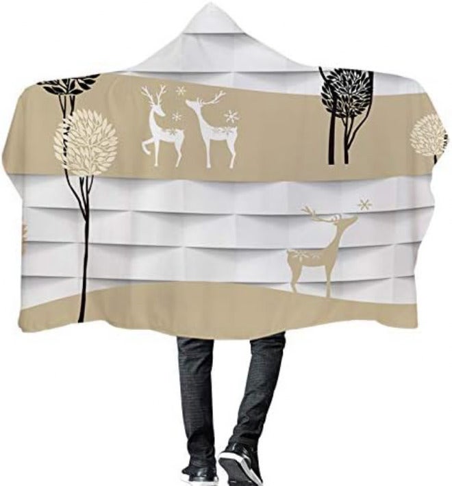 Fresh Winter Plush Wearable Cloak Double-Layer Bath Children Adult Throw Printed Hooded Blanket Daily Use (Colour: 7 Size: 200150) (11,200 x 150) - Image 2