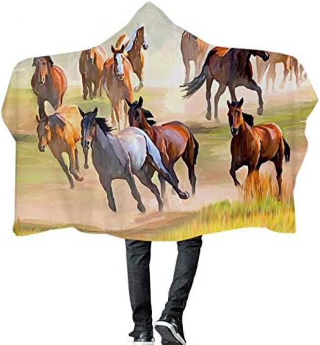 Fresh Winter Plush Wearable Cloak Double-Layer Bath Children Adult Throw Printed Hooded Blanket Daily Use (Colour: 7 Size: 200150) (11,200 x 150) - Image 3