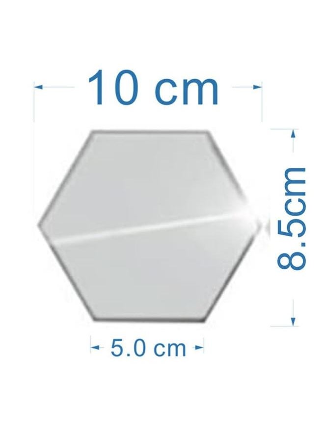 yongsheng 12Pcs Hexagon Acrylic Mirror Wall Sticker, Removable Acrylic Mirror Wall Stickers 3D DIY Wall Decals Art for Room  Silver 100 * 85 * 50mm  - Image 2