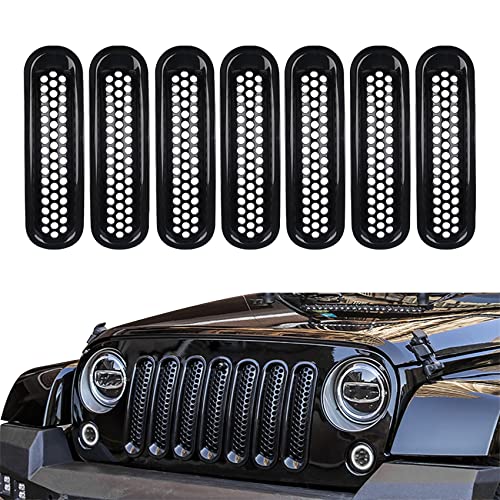 ASUBHA 7PCS Front Grill Mesh Inserts Matte Black Front Mesh Grille Cover Guard Clipin Compatible with Most Cars Accessories Clipin Grille Guard Cover Trim - Image 1