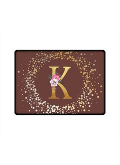 Designer Gaming Mouse Pad  Anti-Skid Mousepad Large Keyboard Mouse Pad Desk Mat Custom Monogram Initial Letter Floral Pattern Alphabet - K  (Brown)