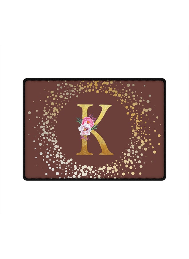 Stylizedd - Designer Gaming Mouse Pad  Anti-Skid Mousepad Large Keyboard Mouse Pad Desk Mat Custom Monogram Initial Letter Floral Pattern Alphabet - K  (Brown) - Image 1
