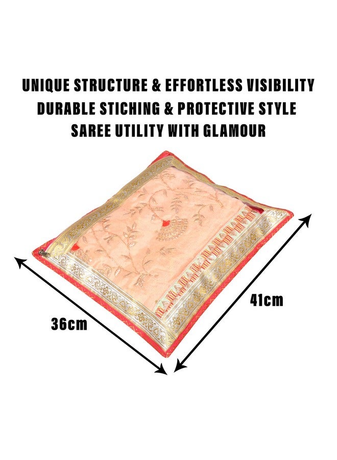 Kuber Industries Satin Saree Cover | Clothes Storage Bag | Single Packing Saree With Zip Closure | Wardrobe Organizer | Cloth Stoarge | 4 Side Lace Saree Cover | Pack Of 12 | Pink, 36 Cm, 1 Cm - Image 3