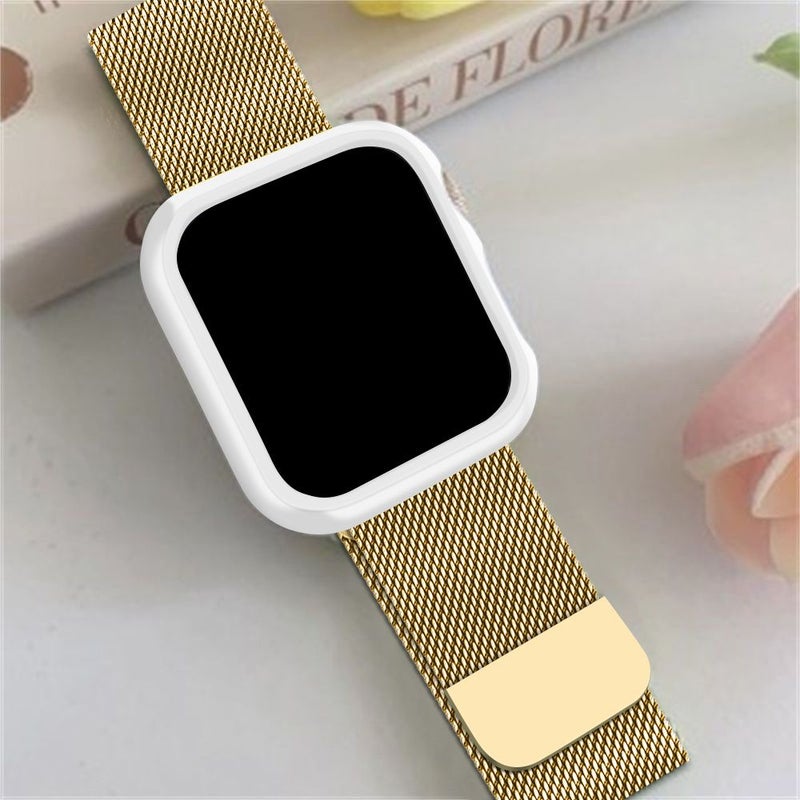 Magnetic Loop Silvery Mesh Metal Band Set For 45mm Iwatch With Hard PC Case - Image 5