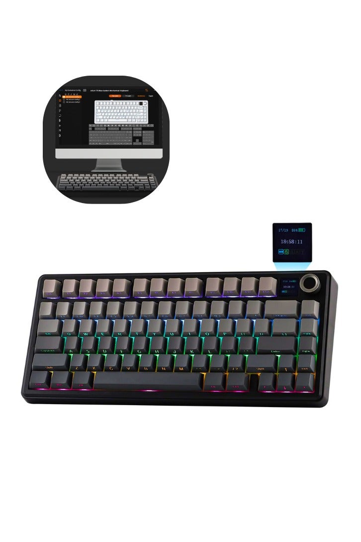 X AULA F75 MAX Tri-Mode Wireless Gaming Keyboard, TFT Screen, Knob, Hot Swappable, 2.4GHz/Type-C/BT5.0, Gasket Creamy, for PC/Mac/Office/Gaming (Black Gradient) - Image 1