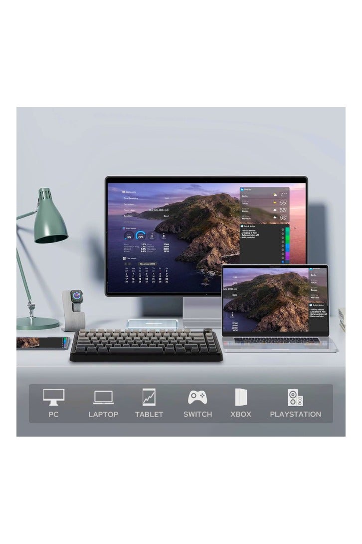 X AULA F75 MAX Tri-Mode Wireless Gaming Keyboard, TFT Screen, Knob, Hot Swappable, 2.4GHz/Type-C/BT5.0, Gasket Creamy, for PC/Mac/Office/Gaming (Black Gradient) - Image 2