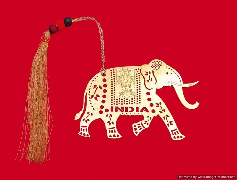 Skywalk Art & Craft Elephant Metal Bookmark with Tassel,Pendant Charm, School Supplies Page Holder Charm - Golden Color - Image 3