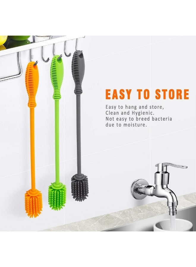 Silicone Bottle Cleaning Brush with Long Handle, 12.5" Water Bottle Cleaner for Baby Bottles, Hydro Flask, Sports Bottle, Vase, Glassware, Perfect for Smaller Diameter Bottle Openings (One Pack) - Image 3
