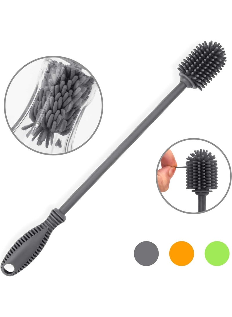 Silicone Bottle Cleaning Brush with Long Handle, 12.5" Water Bottle Cleaner for Baby Bottles, Hydro Flask, Sports Bottle, Vase, Glassware, Perfect for Smaller Diameter Bottle Openings (One Pack) - Image 5