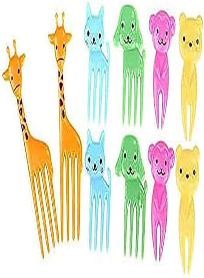 Showay Cartoon Mini Fruit Fork Food Fruit Animal Fork Safe Durable Small Portable Suitable for Children and Adults 5 Styles, random, DFORKS01-MX, Dessert Fruit Pick