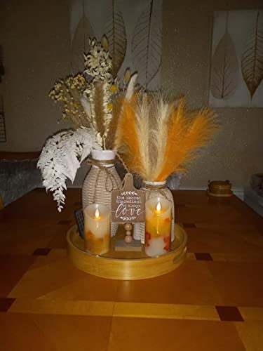 LSKYTOP Orange Pampas Grass Decor,23Inch 12pcs Faux Pampas Grass Bouquets Artificial Pampas Fake Pampas Flower for Home Living Room Bedroom Vase Decor - Image 4