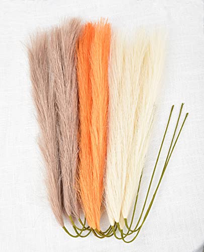 LSKYTOP Orange Pampas Grass Decor,23Inch 12pcs Faux Pampas Grass Bouquets Artificial Pampas Fake Pampas Flower for Home Living Room Bedroom Vase Decor - Image 5