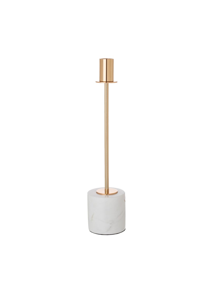 Dania - Golden Metal Candlestick with a Beautiful and Elegant Marble Base - Image 1