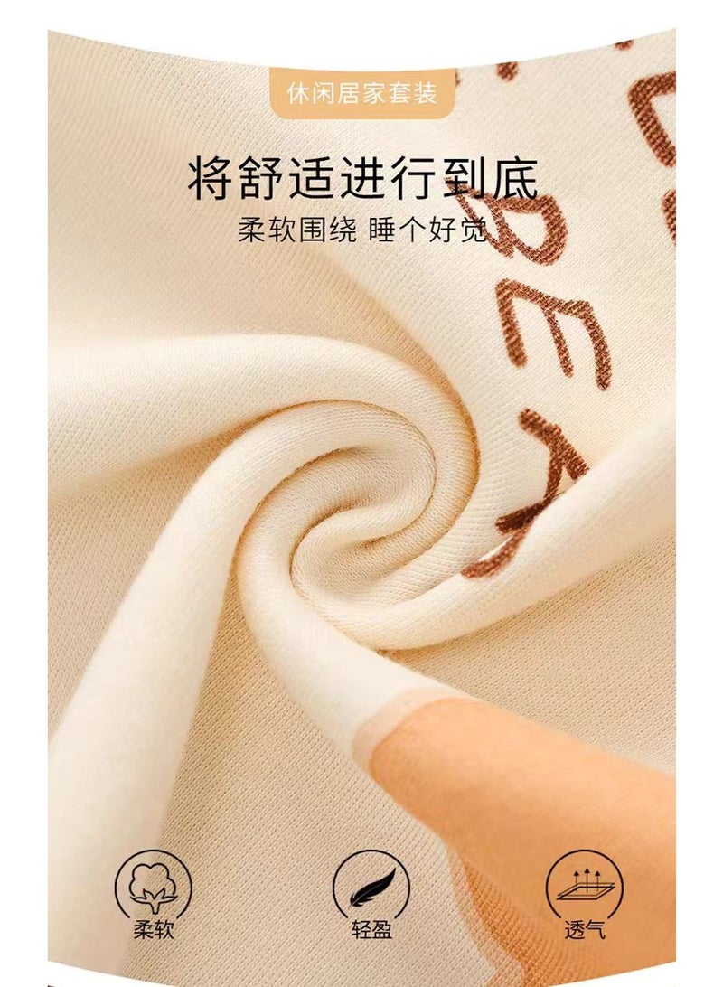 SKT Shiketro Women's Maternity and Nursing Pajama Set, Postpartum Home Wear, Double-Layer Long-Sleeved Pajamas (Yellow) - Image 3