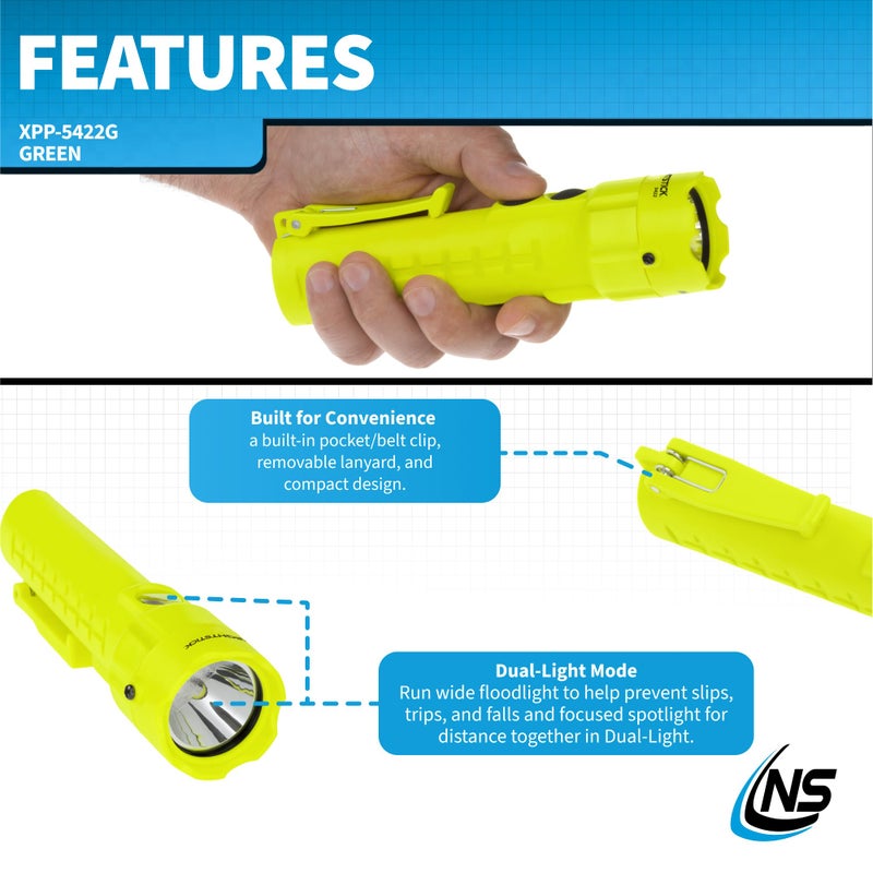 Nightstick XPP-5422G 3 AA Intrinsically Safe Permissible Dual-Light Flashlight, Green - Image 3