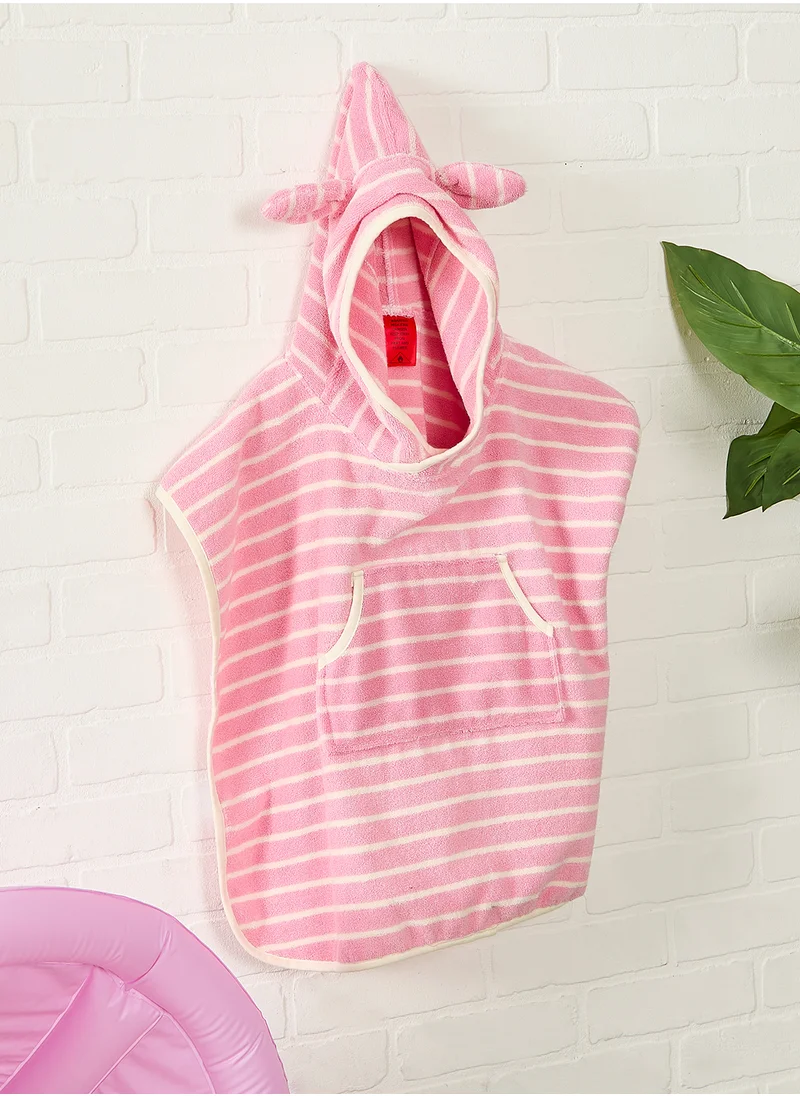 ساني لايف Kids Character Hooded Towel Cotton Candy Pink Stripe