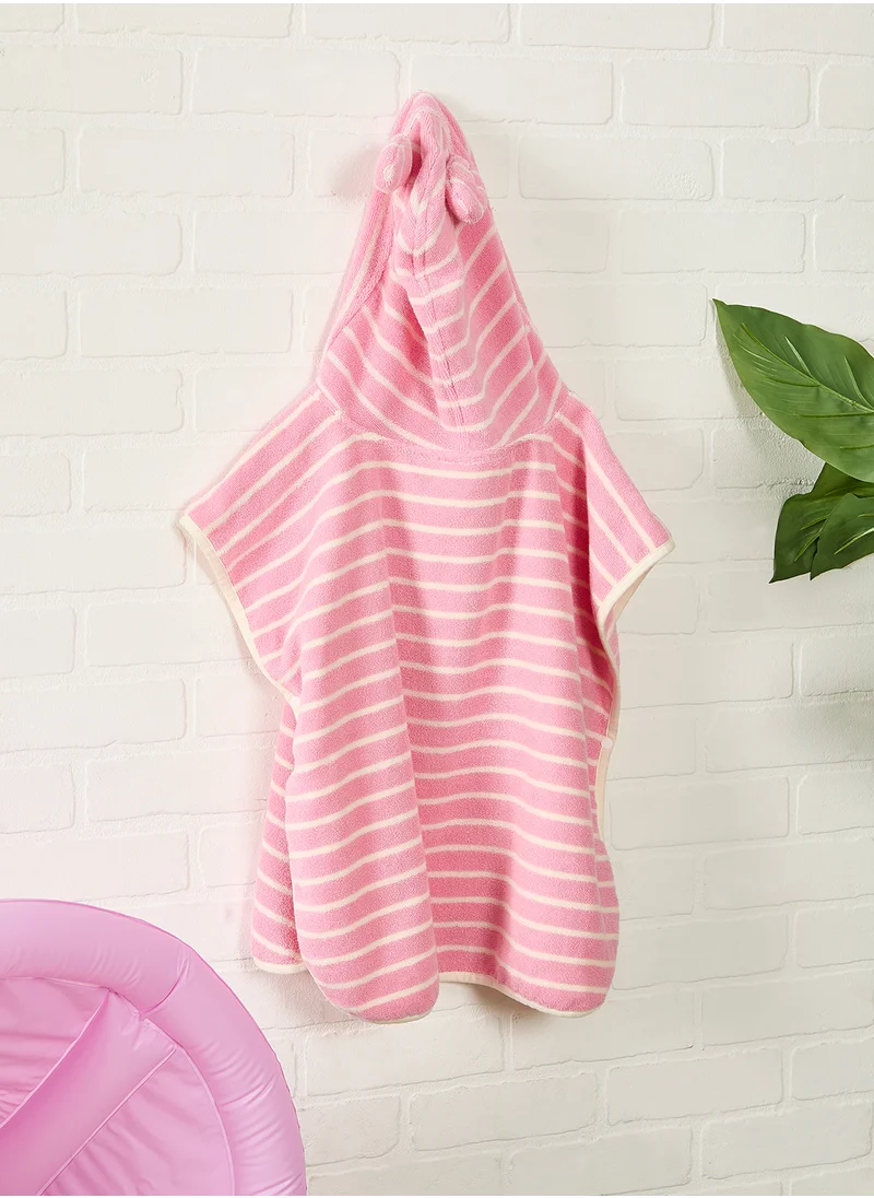 ساني لايف Kids Character Hooded Towel Cotton Candy Pink Stripe