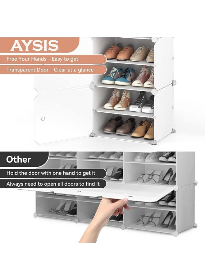 AYSIS DIY Shoe Rack for Home ^ 10 Layers Shoe Shelf Storage Cabinet Plastic Shoe Shelves Organizer/Multi-Purpose for Heels, Boots Plastic Portable and Folding Shoe Rack (10-SHELF-5-DOOR-WHITE) - Image 5