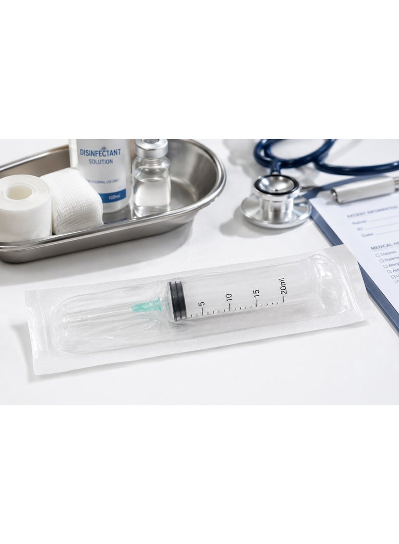 Kinmed Disposable Syringe 20ml 21G x 1 1/2 Inch Luer Lock Sterile Single Use 50PCS - Image 2