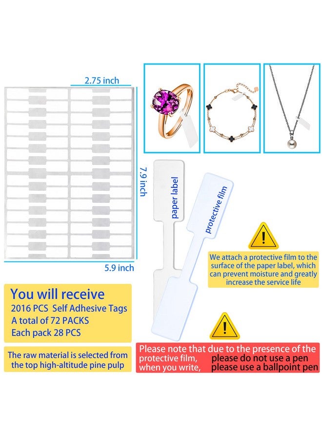 MotBach 2000 Pcs Blank Jewelry Price Tags Jewelry Stickers, Necklace Ring Jewelry Display Labels, Self Adhesive Price And Indentification Tags, Perfect For Ballpoint Pen Writing  - Image 2
