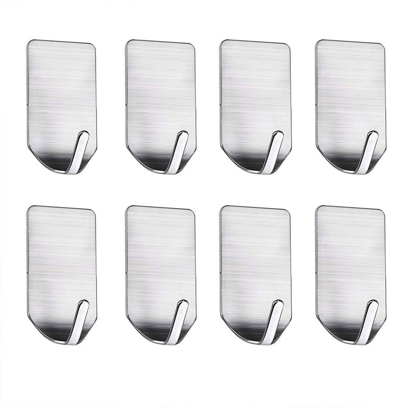 SYGA Pack of 8 Stainless Steel Seamless Adhesive Hook Strong PunchFree Single Coat Hook for Bathroom Home - Image 1