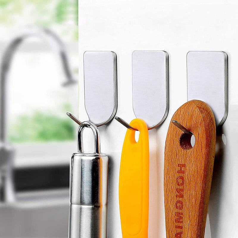SYGA Pack of 8 Stainless Steel Seamless Adhesive Hook Strong PunchFree Single Coat Hook for Bathroom Home - Image 2