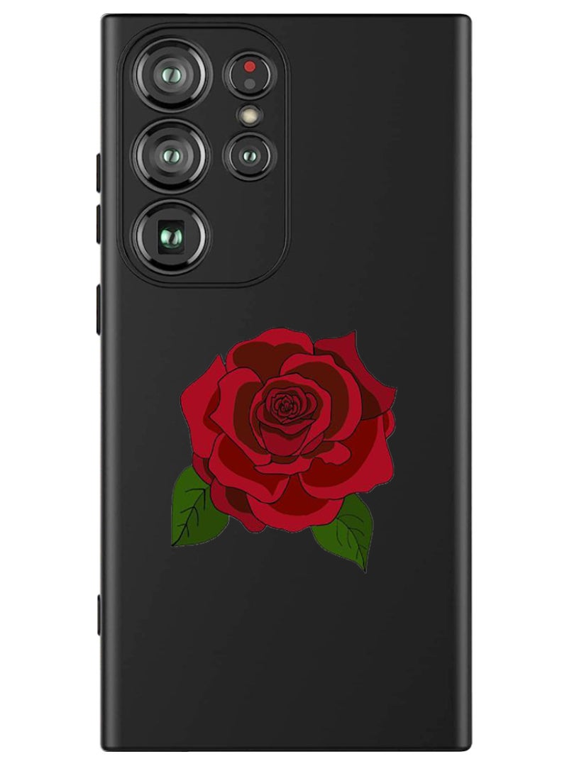 Theodor Protective Slim Fit Case Liquid Silicone Cover with Full Body Protection Anti-Scratch Shockproof Case For Samsung Galaxy S24 Ultra (Black) - Rose 1 - Image 1
