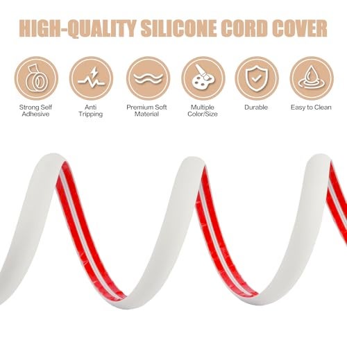 DBHXXMB-HH Floor Cord Cover Cable Cavity Self Adhesive Cord Hider Floor 10FT Floor Cable Management Power Cord Protector Floor Electric Cord Covers for Offices, Gym, Exhibitions (Beige, 1.18" x 10') - Image 2