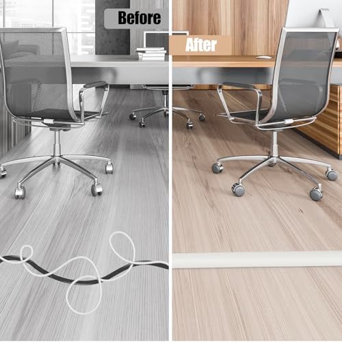 DBHXXMB-HH Floor Cord Cover Cable Cavity Self Adhesive Cord Hider Floor 10FT Floor Cable Management Power Cord Protector Floor Electric Cord Covers for Offices, Gym, Exhibitions (Beige, 1.18" x 10') - Image 4