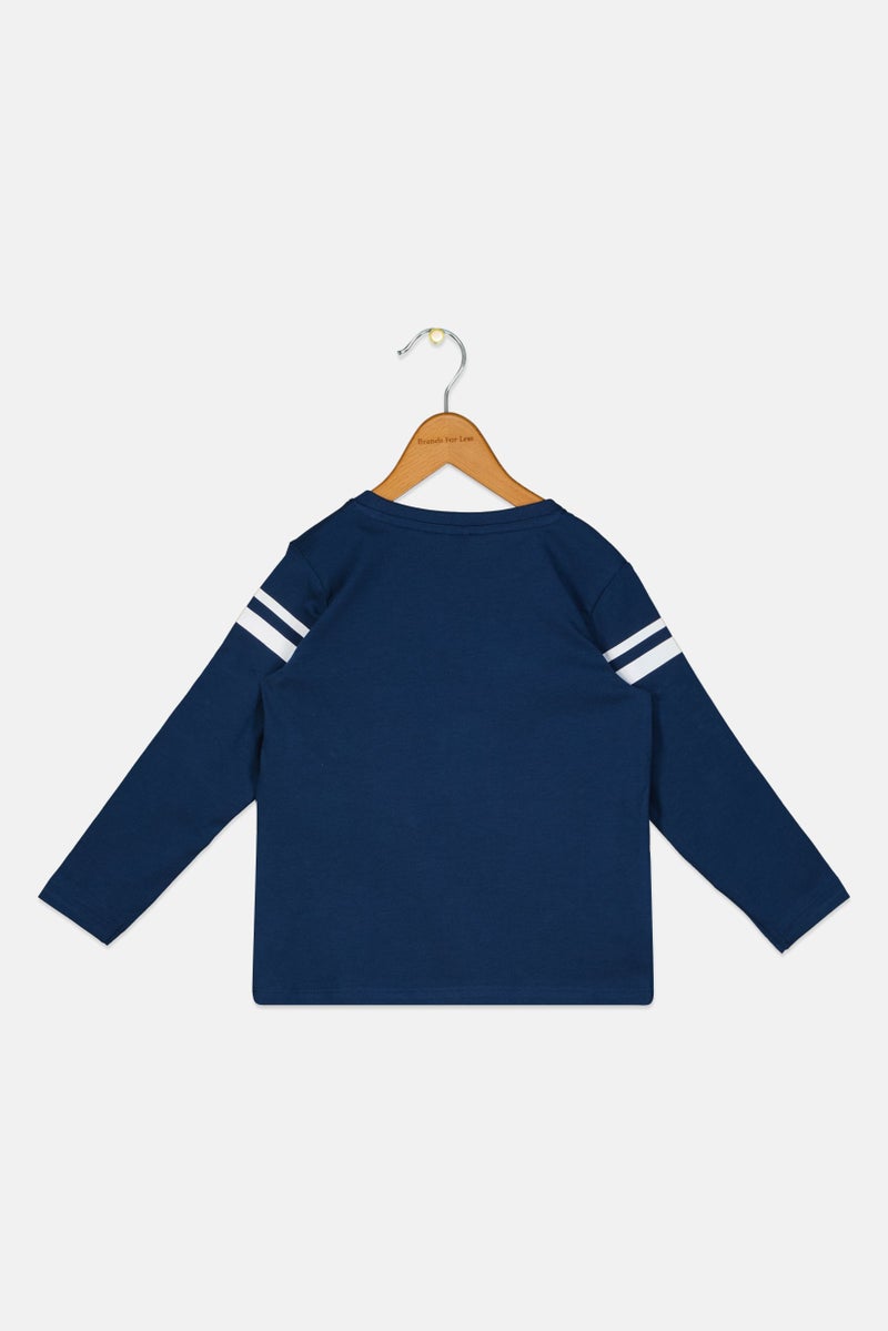 NAME IT تي شيرت سونيك بأكمام طويلة و ياقة دائرية للأولاد الصغار، أزرق داكن - Image 2