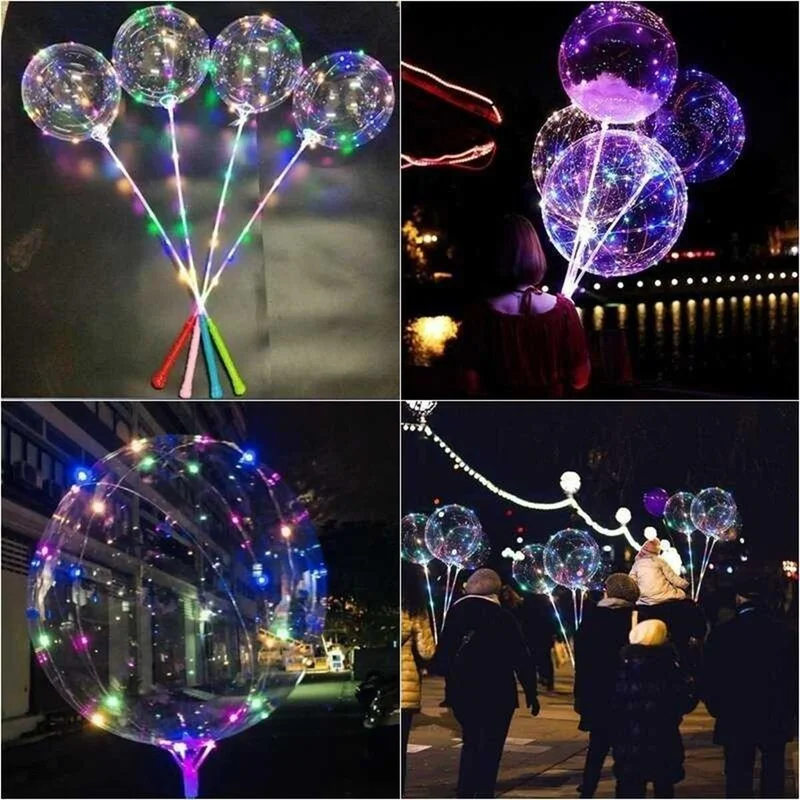 Masho Trend 3 Function LED Balloon - Light Balloon Functional Handle Transparent Light Balloon with Stick