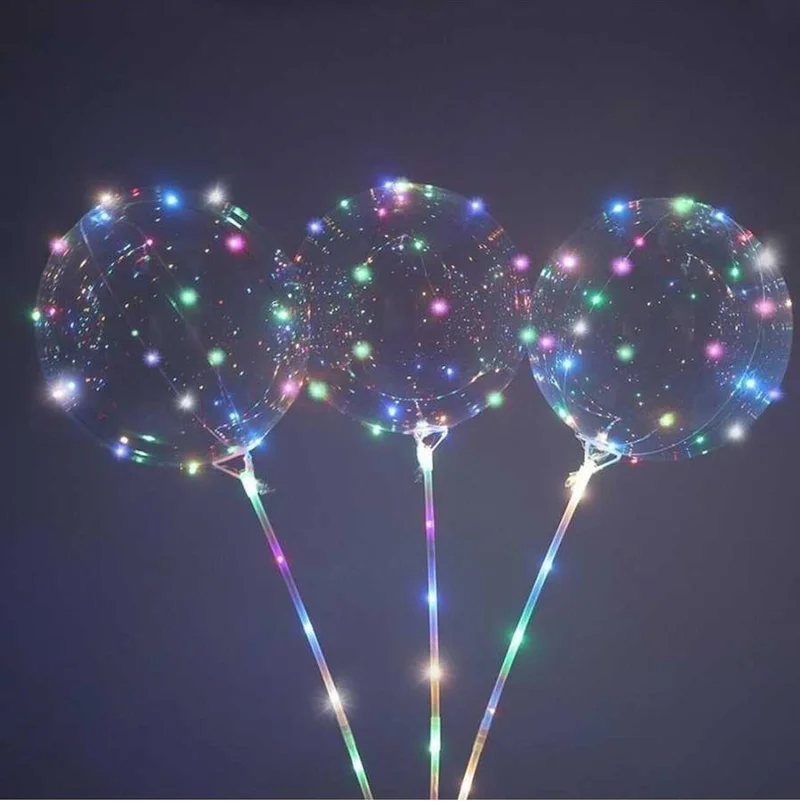 Masho Trend 3 Function LED Balloon - Light Balloon Functional Handle Transparent Light Balloon with Stick