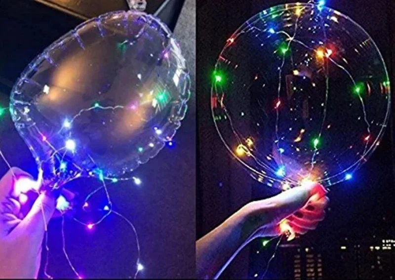 Masho Trend 3 Function LED Balloon - Light Balloon Functional Handle Transparent Light Balloon with Stick