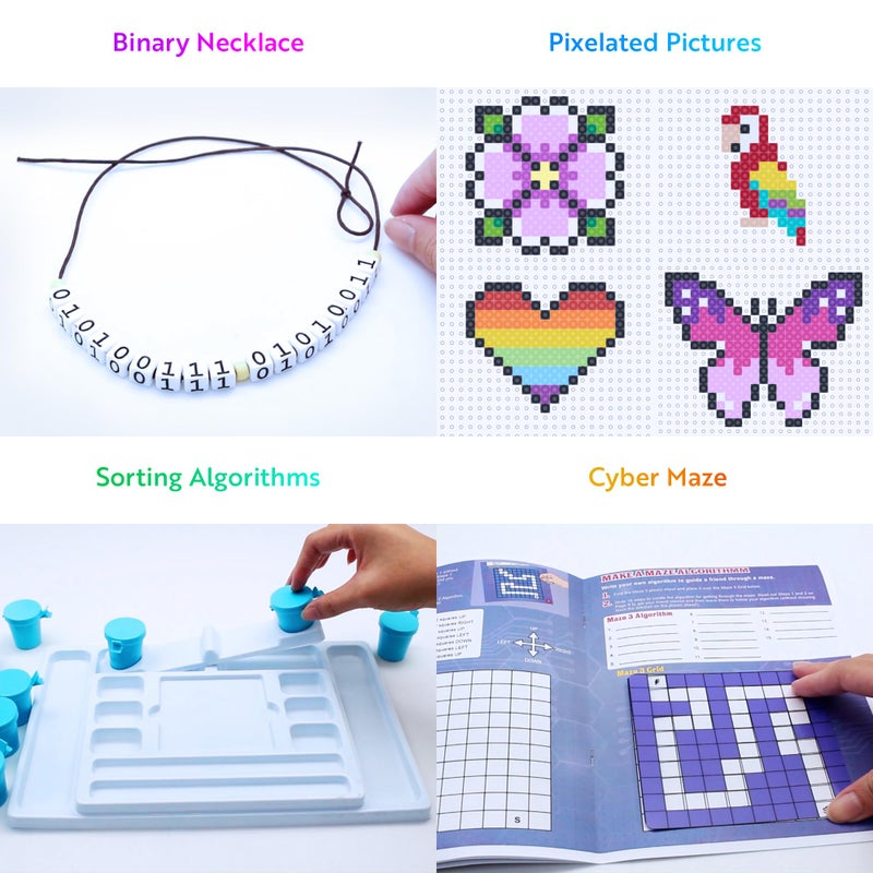 Playz My First Coding & Computer Science Kit - Learn About Binary Codes, Encryption, Algorithms & Pixelation Through Fun Puzzling Activities Without Using a Computer for Boys, Girls, Teenagers, Kids