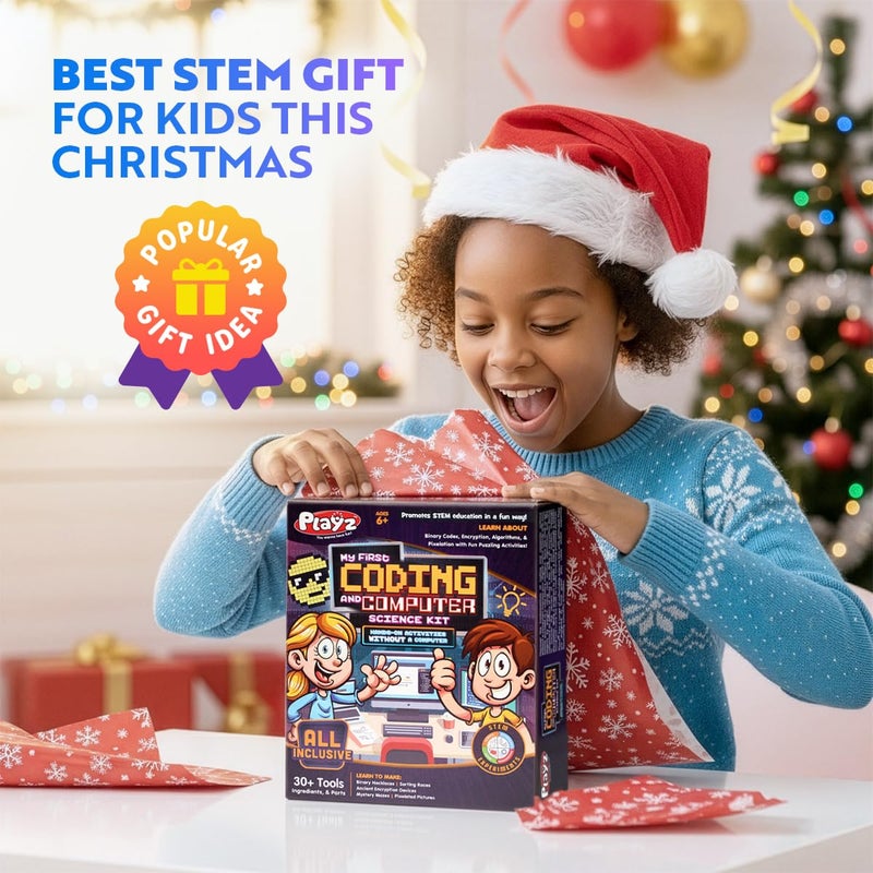 Playz My First Coding & Computer Science Kit - Learn About Binary Codes, Encryption, Algorithms & Pixelation Through Fun Puzzling Activities Without Using a Computer for Boys, Girls, Teenagers, Kids - Image 4
