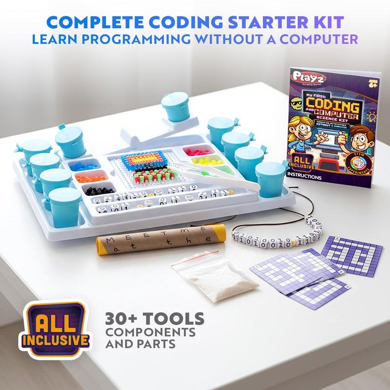 Playz My First Coding & Computer Science Kit - Learn About Binary Codes, Encryption, Algorithms & Pixelation Through Fun Puzzling Activities Without Using a Computer for Boys, Girls, Teenagers, Kids - Image 3