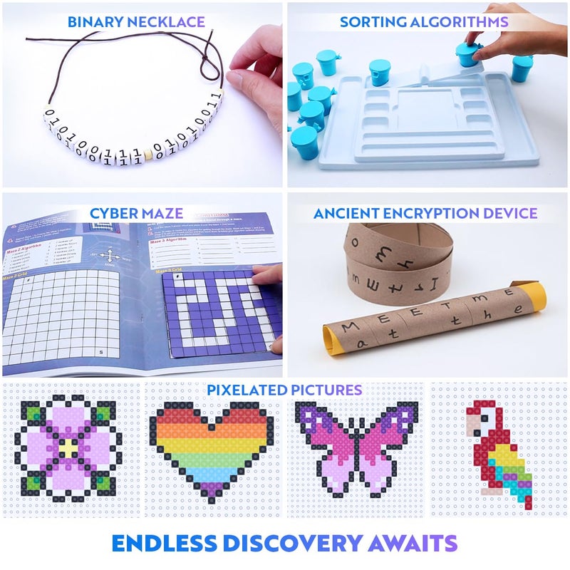 Playz My First Coding & Computer Science Kit - Learn About Binary Codes, Encryption, Algorithms & Pixelation Through Fun Puzzling Activities Without Using a Computer for Boys, Girls, Teenagers, Kids - Image 5