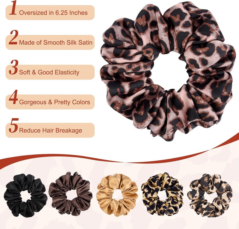 CEELGON XL Big Silk Scrunchies for Women Extra Large Scrunchie Satin Oversized Silk Thick Elastic Fluffy Hair Ties Jumbo Gigantic Soft Chiffon Cute Scrunchy Hair Scrunchies 6 Pack - Image 3