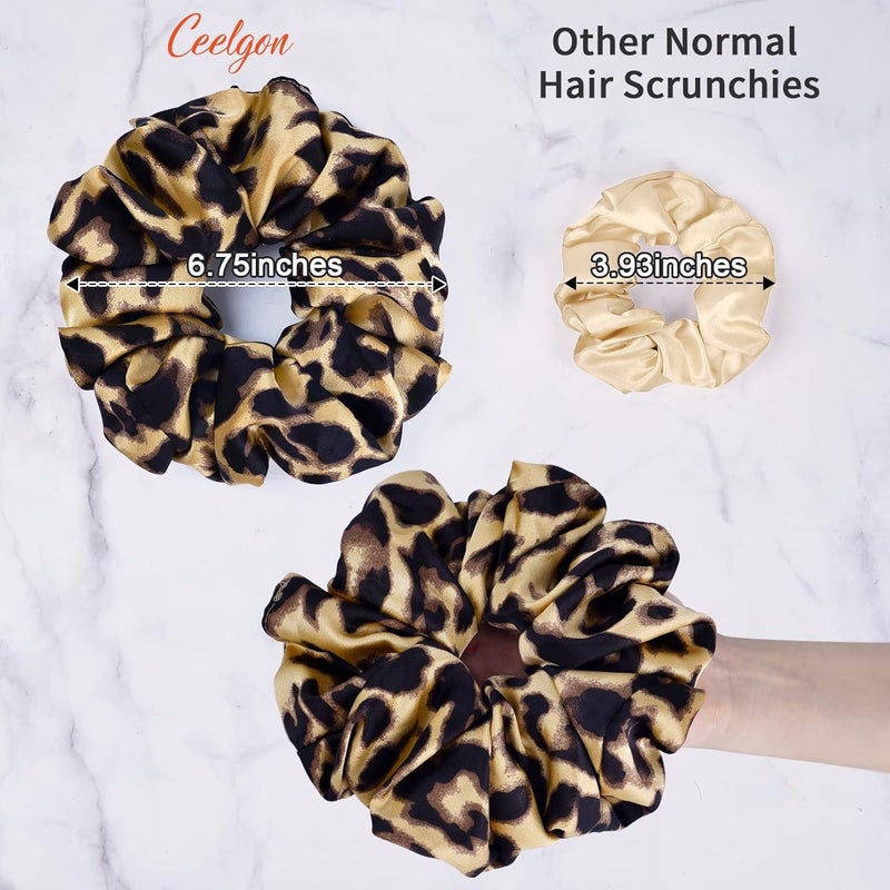 CEELGON XL Big Silk Scrunchies for Women Extra Large Scrunchie Satin Oversized Silk Thick Elastic Fluffy Hair Ties Jumbo Gigantic Soft Chiffon Cute Scrunchy Hair Scrunchies 6 Pack - Image 2