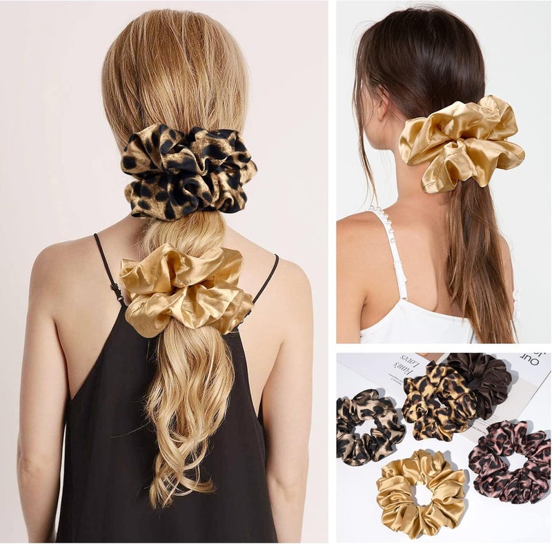 CEELGON XL Big Silk Scrunchies for Women Extra Large Scrunchie Satin Oversized Silk Thick Elastic Fluffy Hair Ties Jumbo Gigantic Soft Chiffon Cute Scrunchy Hair Scrunchies 6 Pack - Image 4