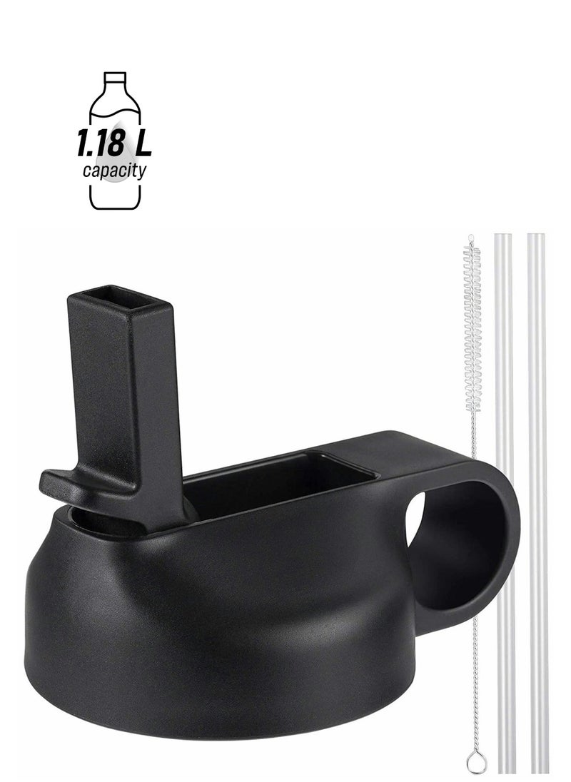 Lid Suitable For Hydro Flask,Straw Cap Wide-Mouth Water Bottle 18 32 40 Ounces (About 1.18 Liters) Wide Mouth, Straw Top Cap Replacement Cap (With 2 Straws And 1 Brush)  - Image 1