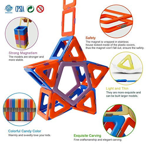 MAGBLOCK Magnetic Blocks Magnet Tiles Educational Toys for 3 Year Old Boys and Girls Gifts Set 120PCS Learning by Playing Games with Wheels Compatible with Major Brands Building Blocks for Kids - Image 5