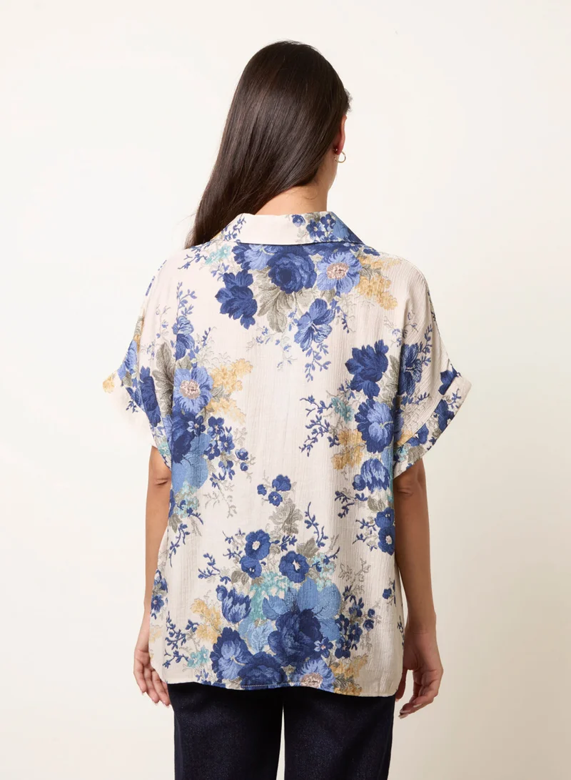 بلو فانيلا Floral Button Front Shirt