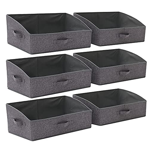 TENABORT 6 Pack Trapezoid Large Foldable Closet Storage Bins with Handle, Fabric Storage Organizer Cube Colth Containers Linen Box Shelf Baskets for Clothes Clothing Shelves Wardrobe - Image 1