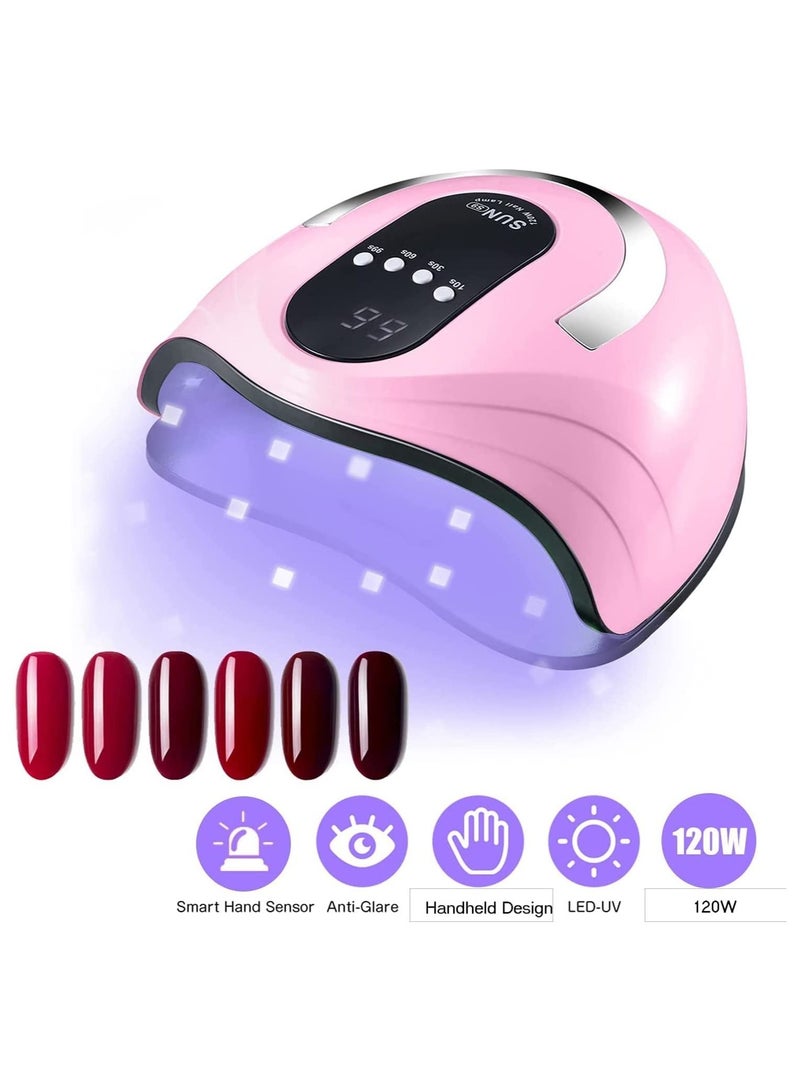 ORiTi UV LED Nail Lamp, 120W Nail Dryer 42 LED Lamps for Gel Polish with Anti UV Fingerless Gloves, 4 Timer Setting, Automatic Sensor Gel Lamp Nail Art Tools for Fingernail & Toenail  - Image 2